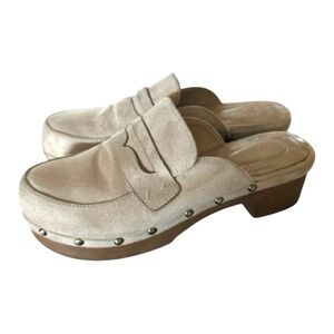 Penny Loafer Mules Heeled Wooden Platform